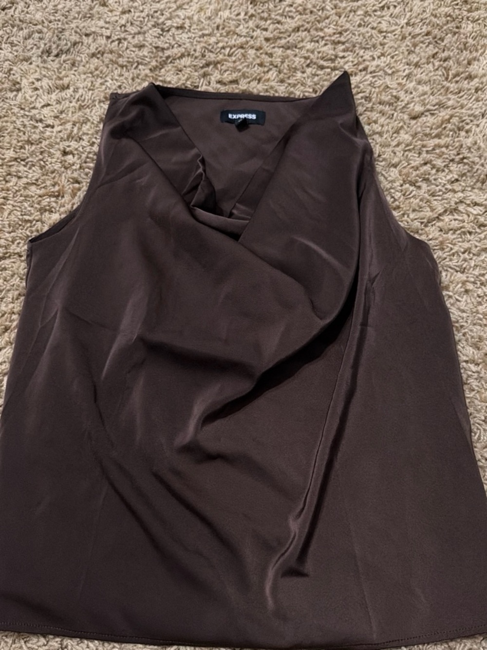Express Brown Draped V-Neck Sleeveless Camisole